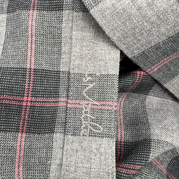 Travis Mathew Mens Plaid Long Sleeve Button Up Shirt Size L Gray Pink Casual - Picture 5 of 6